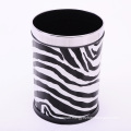 Zebra Pattern Open Top European Style Leather Covered Dustbin (A12-1903C)